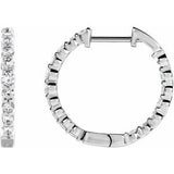 14K White 1 CTW Natural Diamond Inside-Outside Hinged 19.3 mm Hoop Earrings Siddiqui Jewelers