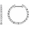 14K White 1 CTW Lab-Grown Diamond Inside-Outside Hinged 19.3 mm Hoop Earrings Siddiqui Jewelers