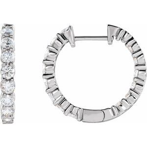 14K White 2 CTW Lab-Grown Diamond Inside-Outside Hinged 20 mm Hoop Earrings Siddiqui Jewelers