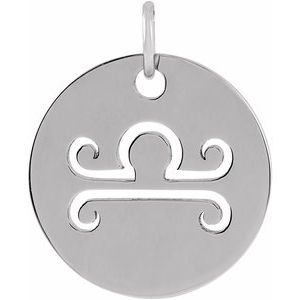 Sterling Silver 16.5 mm Libra Zodiac Disc Pendant Siddiqui Jewelers