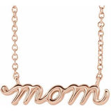 14K Rose Petite Mom Script 16" Necklace  Siddiqui Jewelers