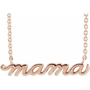 14K Rose Petite Mama Script 18" Necklace Siddiqui Jewelers