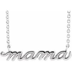14K White Petite Mama Script 16" Necklace Siddiqui Jewelers