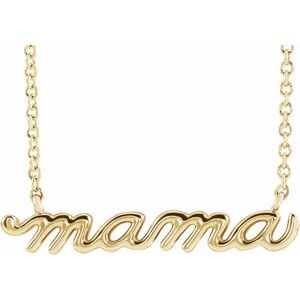 14K Yellow Petite Mama Script 18" Necklace Siddiqui Jewelers