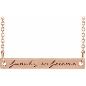 14K Rose Family is Forever Bar 18" Necklace-Siddiqui Jewelers