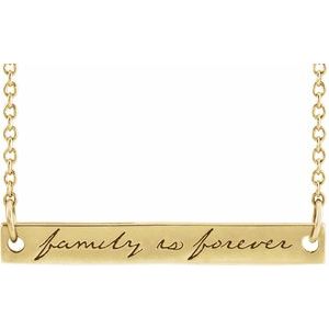14K Yellow Family is Forever Bar 18" Necklace-Siddiqui Jewelers