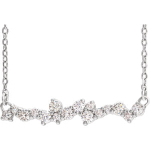14K White 1/3 CTW Diamond Scattered Bar 16" Necklace - Siddiqui Jewelers