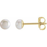 14K Yellow 3 mm Cultured Freshwater Pearl Earrings-Siddiqui Jewelers