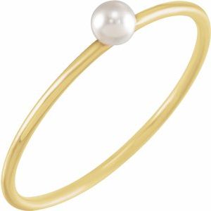 14K Yellow Stackable Imitation Pearl Ring Size 5-Siddiqui Jewelers