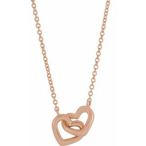 14K Rose Interlocking Heart 16" Necklace -Siddiqui Jewelers