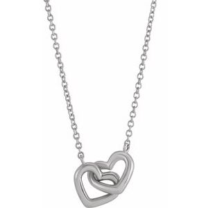 14K White Interlocking Heart 16" Necklace -Siddiqui Jewelers