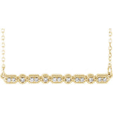 14K Yellow 1/10 CTW Diamond Milgrain Bar 16-18" Necklace - Siddiqui Jewelers