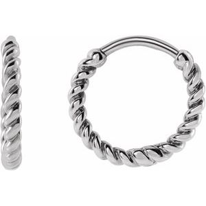 14K White Rope 11 mm Hoop Earrings Siddiqui Jewelers