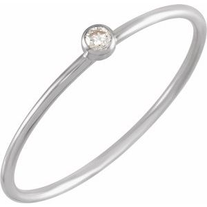 14K White .03 CT Natural Diamond Stackable Ring Size 8 Siddiqui Jewelers
