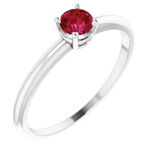 Sterling Silver 3 mm Round Imitation Ruby Birthstone Ring Size 3 - Siddiqui Jewelers