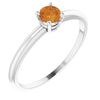 Sterling Silver 3 mm Round Imitation Citrine Birthstone Ring Size 3 - Siddiqui Jewelers