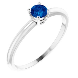 Sterling Silver 3 mm Round Imitation Blue Sapphire Birthstone Ring Size 3 - Siddiqui Jewelers