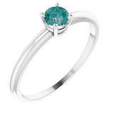 14K White 3 mm Round Chatham® Lab-Created Ruby Birthstone Ring Size 3 - Siddiqui Jewelers