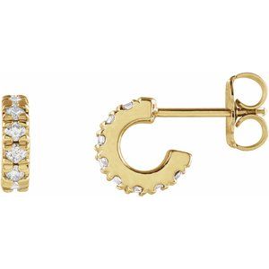 14K Yellow 1/4 CTW Natural Diamond French-Set Huggie Hoop Earrings Siddiqui Jewelers