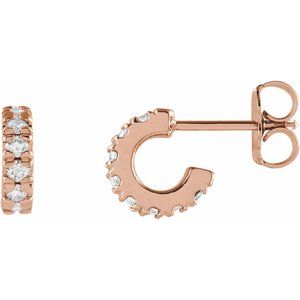 14K Rose 1/4 CTW Natural Diamond French-Set Huggie Hoop Earrings Siddiqui Jewelers
