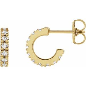 14K Yellow 1/3 CTW Lab-Grown Diamond French-Set 10 mm Huggie Hoop Earrings Siddiqui Jewelers