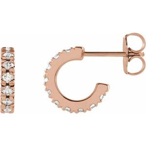 14K Rose 1/3 CTW Natural Diamond French-Set 10 mm Huggie Hoop Earrings Siddiqui Jewelers