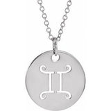 14K White Gemini Zodiac Disc 16-18" Necklace Siddiqui Jewelers