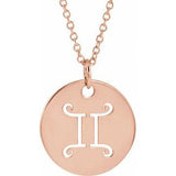 14K Rose Gemini Zodiac Disc 16-18" Necklace Siddiqui Jewelers