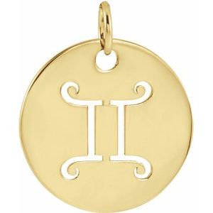 14K Yellow 16.5 mm Gemini Zodiac Disc Pendant Siddiqui Jewelers