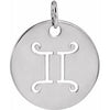 Sterling Silver 16.5 mm Gemini Zodiac Disc Pendant Siddiqui Jewelers