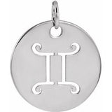 Sterling Silver 16.5 mm Gemini Zodiac Disc Pendant Siddiqui Jewelers