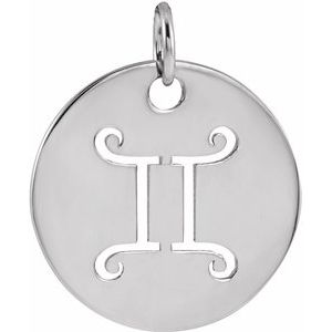 Sterling Silver 16.5 mm Gemini Zodiac Disc Pendant Siddiqui Jewelers