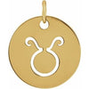 14K Yellow 16.5 mm Taurus Zodiac Disc Pendant Siddiqui Jewelers