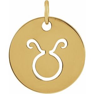 14K Yellow 16.5 mm Taurus Zodiac Disc Pendant Siddiqui Jewelers