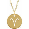 14K Yellow Aries Zodiac Disc 16-18" Necklace Siddiqui Jewelers