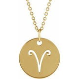 14K Yellow Aries Zodiac Disc 16-18" Necklace Siddiqui Jewelers
