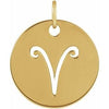 14K Yellow 16.5 mm Aries Zodiac Disc Pendant Siddiqui Jewelers