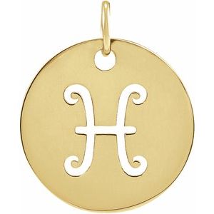 14K Yellow 16.5 mm Pisces Zodiac Disc Pendant Siddiqui Jewelers