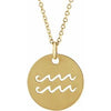 14K Yellow Aquarius Zodiac Disc 16-18" Necklace Siddiqui Jewelers