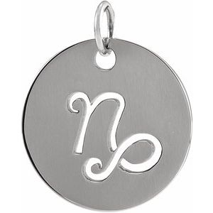 Platinum 16.5 mm Capricorn Zodiac Disc Pendant Siddiqui Jewelers