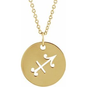 14K Yellow Sagittarius Zodiac Disc 16-18" Necklace Siddiqui Jewelers