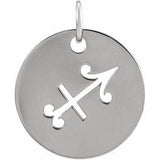 Platinum 16.5 mm Sagittarius Zodiac Disc Pendant Siddiqui Jewelers