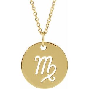 14K Yellow Virgo Zodiac Disc 16-18" Necklace Siddiqui Jewelers