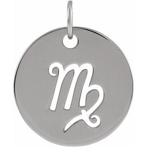 Platinum 16.5 mm Virgo Zodiac Disc Pendant Siddiqui Jewelers