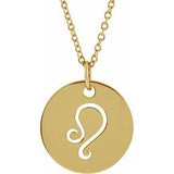 14K Yellow Leo Zodiac Disc 16-18" Necklace Siddiqui Jewelers