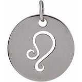 Platinum 16.5 mm Leo Zodiac Disc Pendant Siddiqui Jewelers