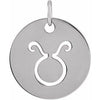 Sterling Silver 16.5 mm Taurus Zodiac Disc Pendant Siddiqui Jewelers