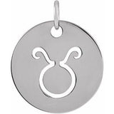 Platinum 16.5 mm Taurus Zodiac Disc Pendant Siddiqui Jewelers