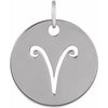 14K White 16.5 mm Aries Zodiac Disc Pendant Siddiqui Jewelers