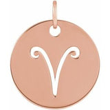 14K Rose 16.5 mm Aries Zodiac Disc Pendant Siddiqui Jewelers